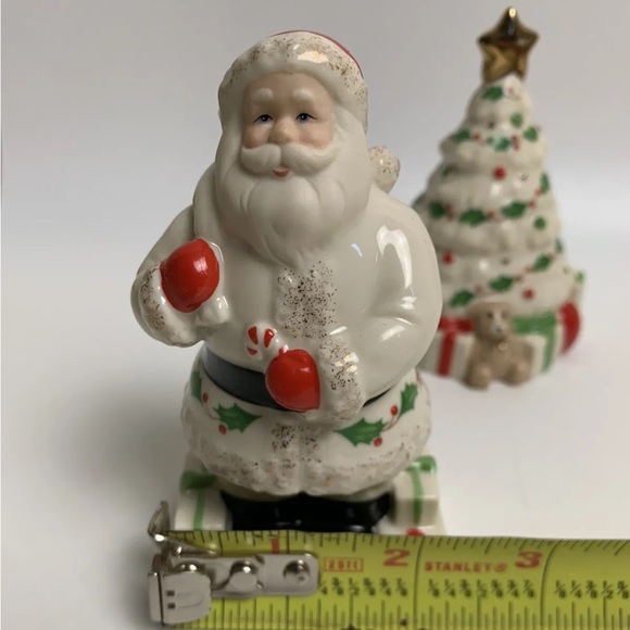 Vintage Lenox Christmas Tree Santa Claus Salt And Pepper Shakers Holiday Table - Picture 8 of 12